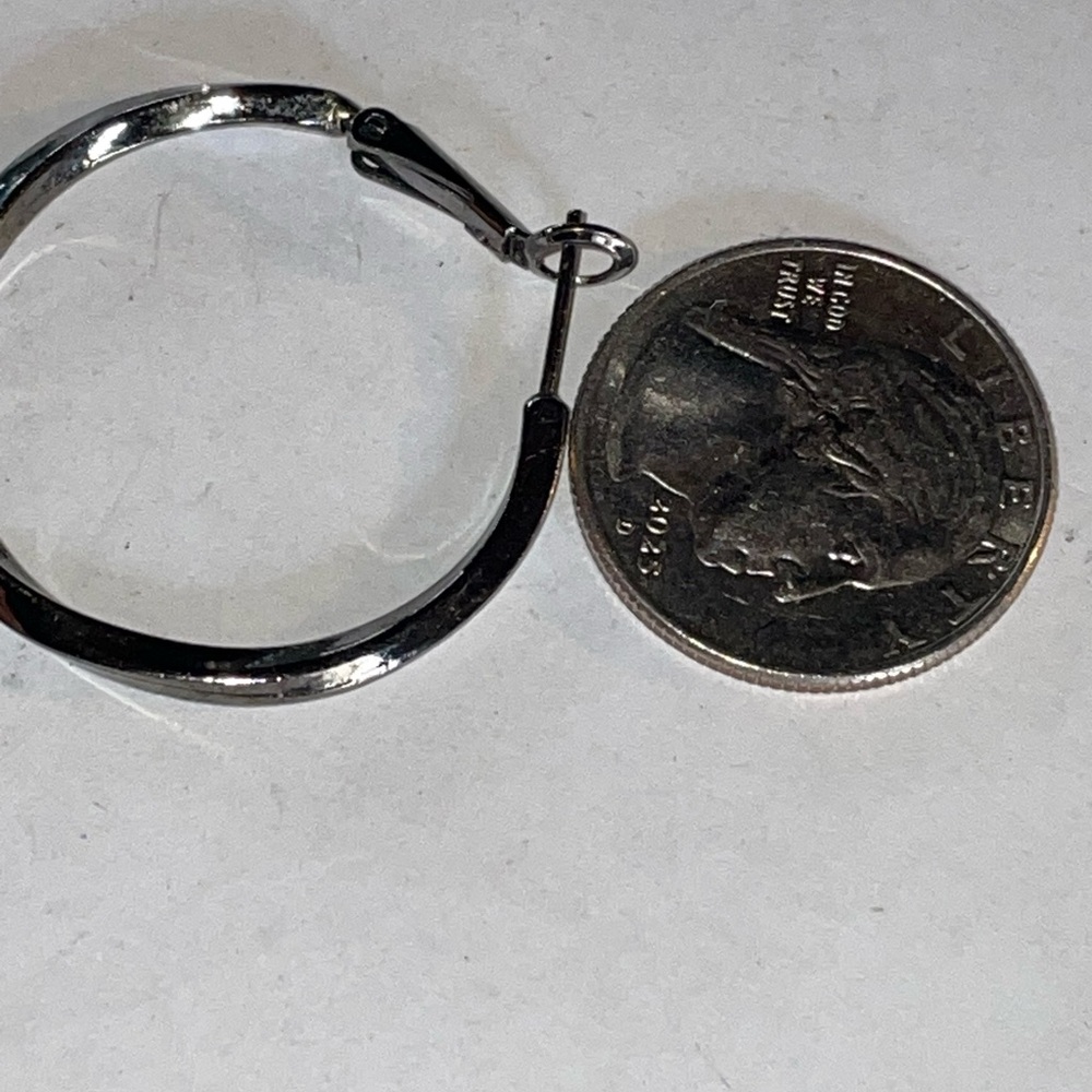 3/$10 Classic Silver Hoop Earrings - Twisted Detail - Picture 4 of 4